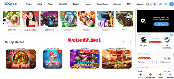 Biểu tượng đa dạng trò chơi sòng bạc và cá cược thể thao trên 8xbet.